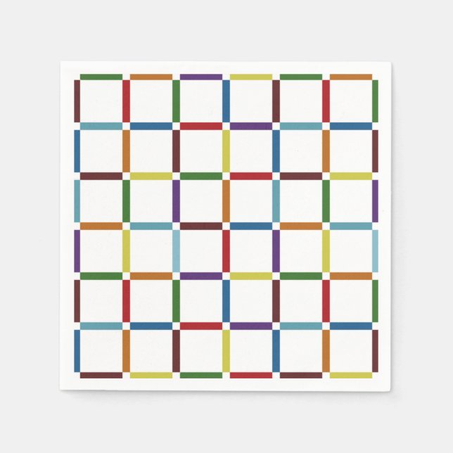 Colourful Rainbow Grid with Negative Space Napkin (Front)