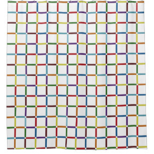 Colourful Rainbow Grid with Negative Space Shower Curtain