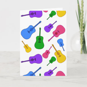 Colourful Rainbow Guitar Collage Let's Jam Cards
