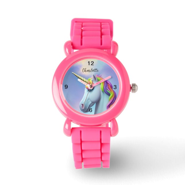 Colourful Rainbow Hair Unicorn Kid's Watch (Front)