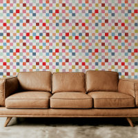 Colourful Rainbow Hand-Drawn Chequered Plaid