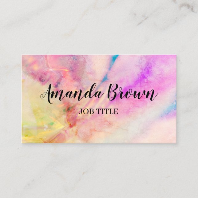 Colourful Rainbow Hand Written Professional Business Card (Front)