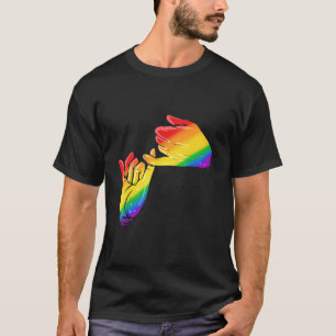 Colourful Rainbow Hands Pinky Swear Promise Lgbtq  T-Shirt