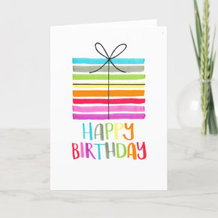 colourful rainbow happy birthday generic present  thank you card
