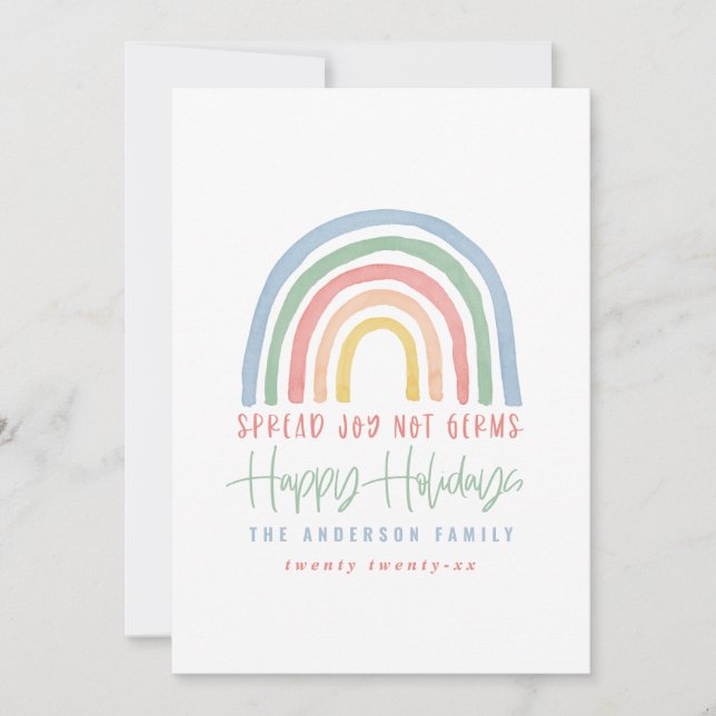 Colourful rainbow happy holidays spread joy covid (Front)