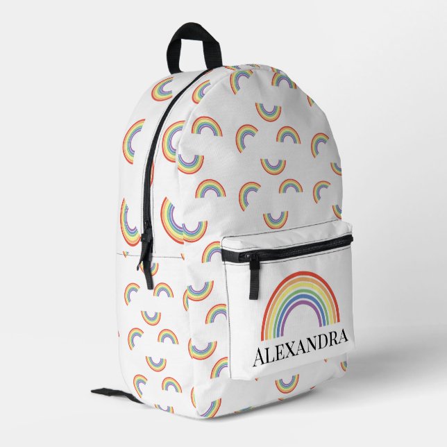 Colourful Rainbow Happy Stay Positive  Printed Backpack (Back Corner Left)