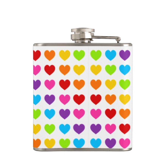 Colourful Rainbow Heart   Hip Flask (Back)