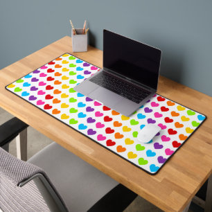 Colourful Rainbow Heart pattern Desk Mat