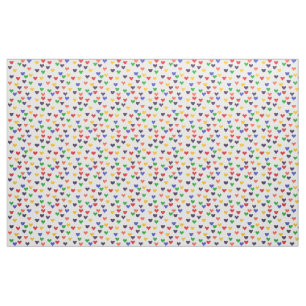 Colourful Rainbow Hearts Choose Background Colour Fabric