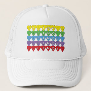 Colourful Rainbow Hearts Illinois Pride Graphic Trucker Hat