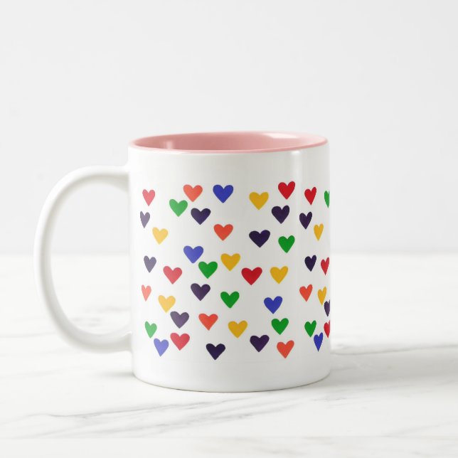 Colourful Rainbow Hearts Mug (Left)