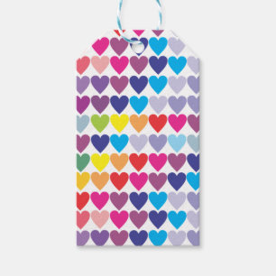 Colourful Rainbow Hearts Pattern Gift Tags