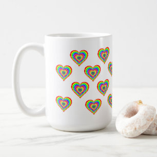 Colourful Rainbow Hearts Patterned Coffee Mug