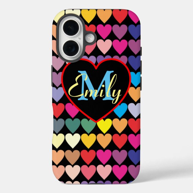 Colourful Rainbow Hearts Personalised Case-Mate iPhone Case (Back)