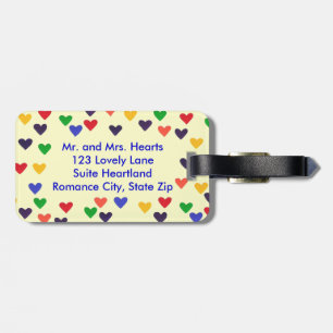 Colourful Rainbow Hearts Personalised Luggage Tags