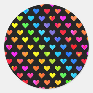 Colourful Rainbow Hearts Stripe Pattern Classic Round Sticker