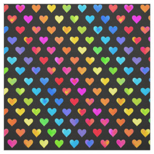Colourful Rainbow Hearts Stripe Pattern Fabric