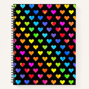 Colourful Rainbow Hearts Stripe Pattern Notebook
