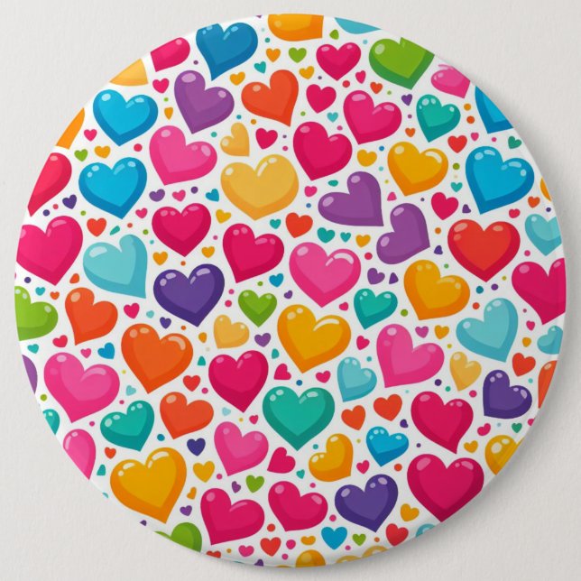 Colourful rainbow hearts Valentines 6 Cm Round Badge (Front)