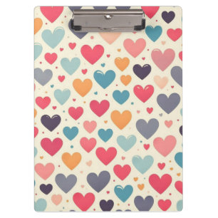 Colourful rainbow hearts Valentines Clipboard