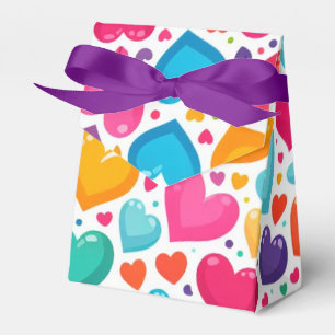 Colourful rainbow hearts Valentines Favour Box