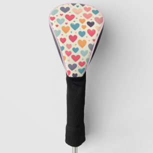 Colourful rainbow hearts Valentines Golf Head Cover
