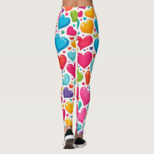 Colourful rainbow hearts Valentines Leggings