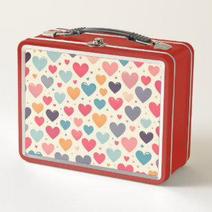 Colourful rainbow hearts Valentines Metal Lunch Box