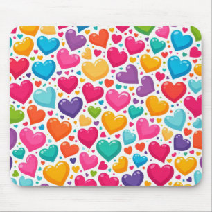Colourful rainbow hearts Valentines Mouse Mat