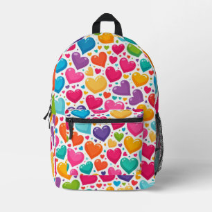 Colourful rainbow hearts Valentines Printed Backpack