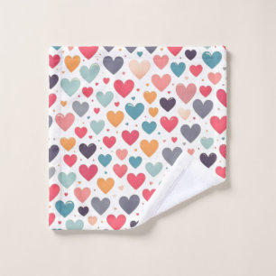 Colourful rainbow hearts Valentines Wash Cloth