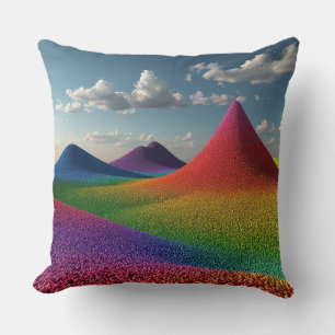 Colourful Rainbow Hills Formed by Tiny Beads Cushion