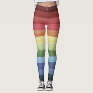 Colourful Rainbow horizontal stripes pattern Leggings