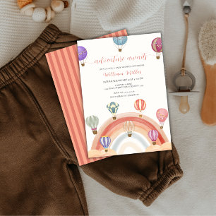 Colourful Rainbow Hot Air Balloon Baby Shower  Invitation