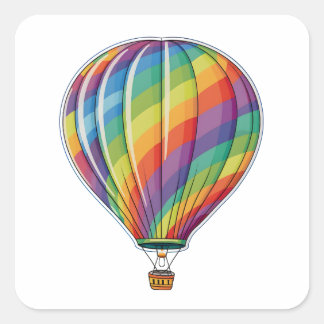 Colourful Rainbow Hot Air Balloon Square Sticker