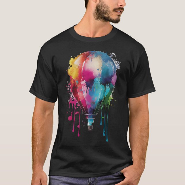Colourful Rainbow Hot Air Balloon T-Shirt (Front)