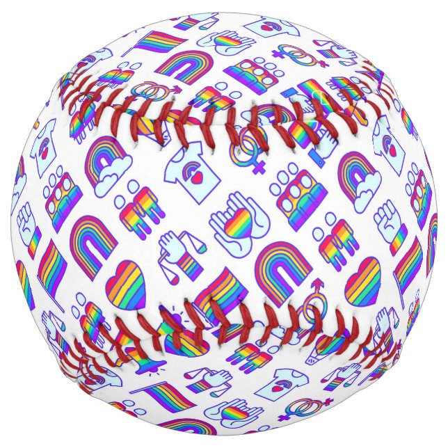 Colourful Rainbow Icon Patterns Softball (Front)