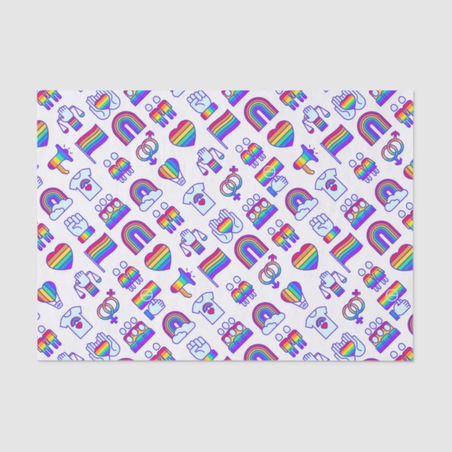 Colourful Rainbow Icon Patterns Tissue Paper (Front)