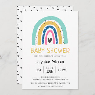 Colourful Rainbow Illustrated Baby Shower Invitation