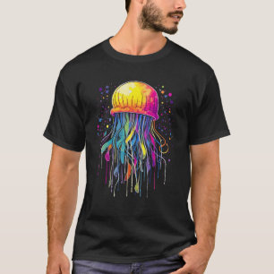 Colourful Rainbow Jellyfish Ocean Sea Creature Ar T-Shirt