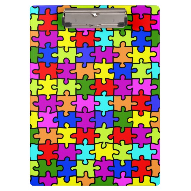 Colourful rainbow jigsaw puzzle pattern clipboard (Front)