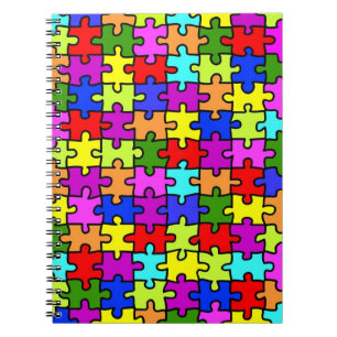 Colourful rainbow jigsaw puzzle pattern notebook