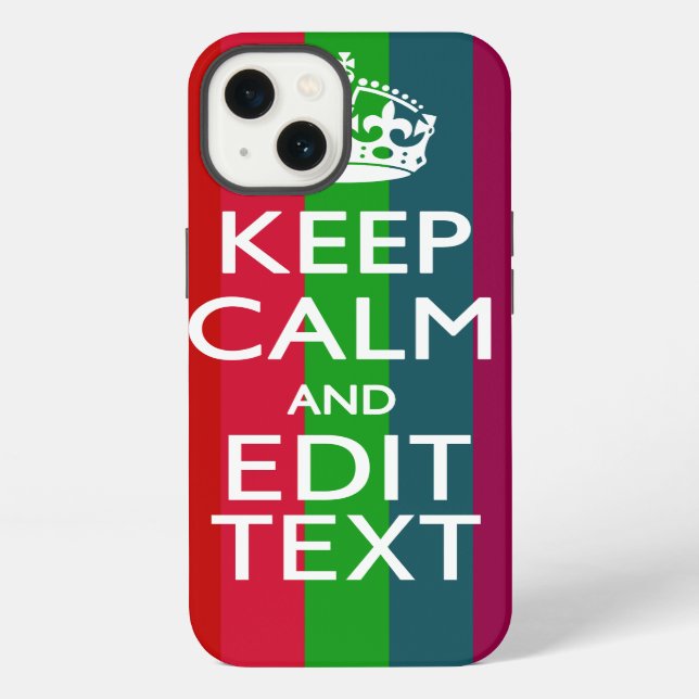 Colourful Rainbow Keep Calm And Your Text Customis iPhone Case (Back)