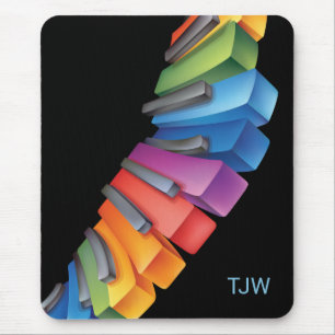Colourful Rainbow Keyboard with Monogram Mouse Mat
