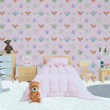 Colourful Rainbow Kids Girly Pink Butterfly