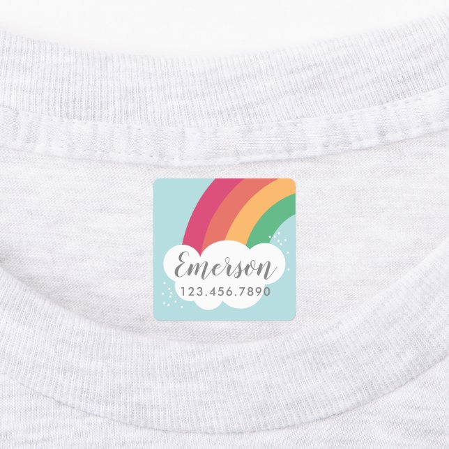 Colourful rainbow kids iron on label (Affixed)