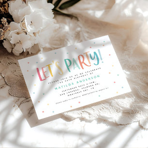 Colourful rainbow lets party birthday invitation.