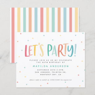 Colourful rainbow lets party birthday invitation.