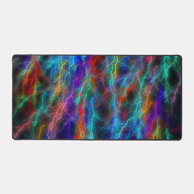 Colourful Rainbow Lightning  Storm Desk Mat (Front)