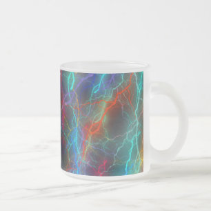 Colourful Rainbow Lightning  Storm Frosted Glass Coffee Mug